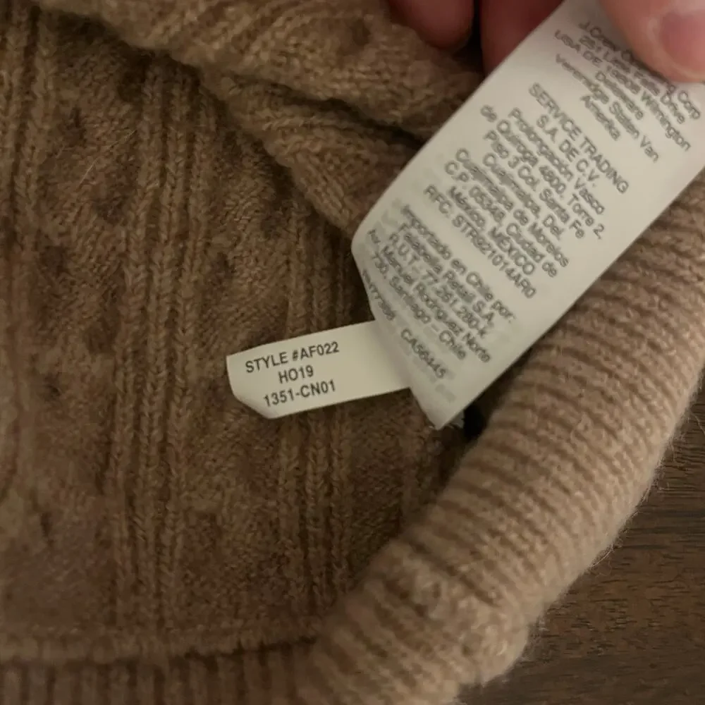 J.Crew Wool Alpaca Blend Ruffled Cable Knit Turtleneck Sweater Beige Size XS - Picture 9 of 9